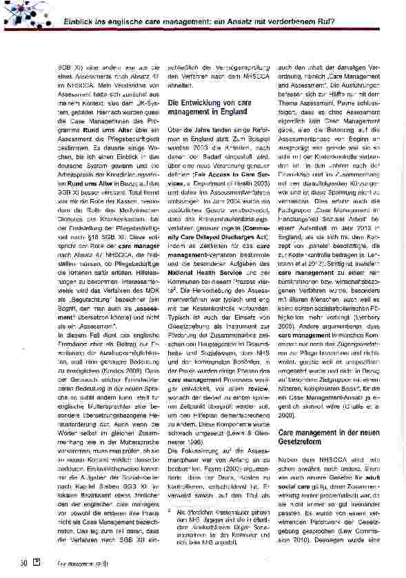 Vorschauseite 4: Einblick ins englische care management: ein Ansatz mit verdorbenem Ruf?
