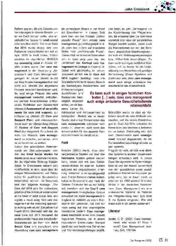 Vorschauseite 5: Einblick ins englische care management: ein Ansatz mit verdorbenem Ruf?