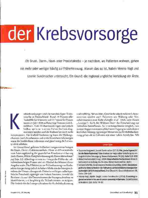 Vorschauseite 2: Lücken bei der Krebsvorsorge