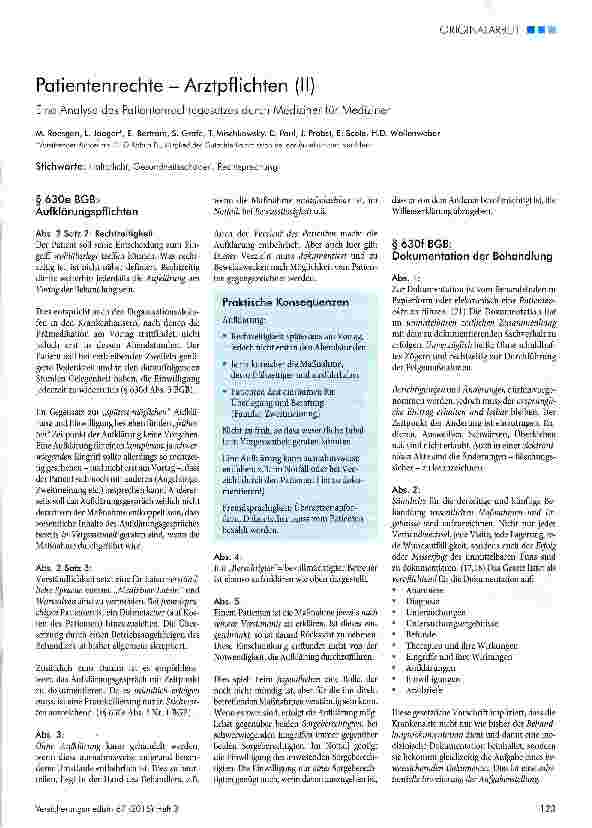 Vorschauseite 1: Patientenrechte - Arztpflichten
