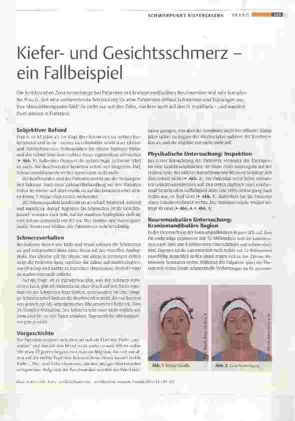 Vorschauseite 1: Kieferund Gesichtsschmerz ein Fallbeispiel