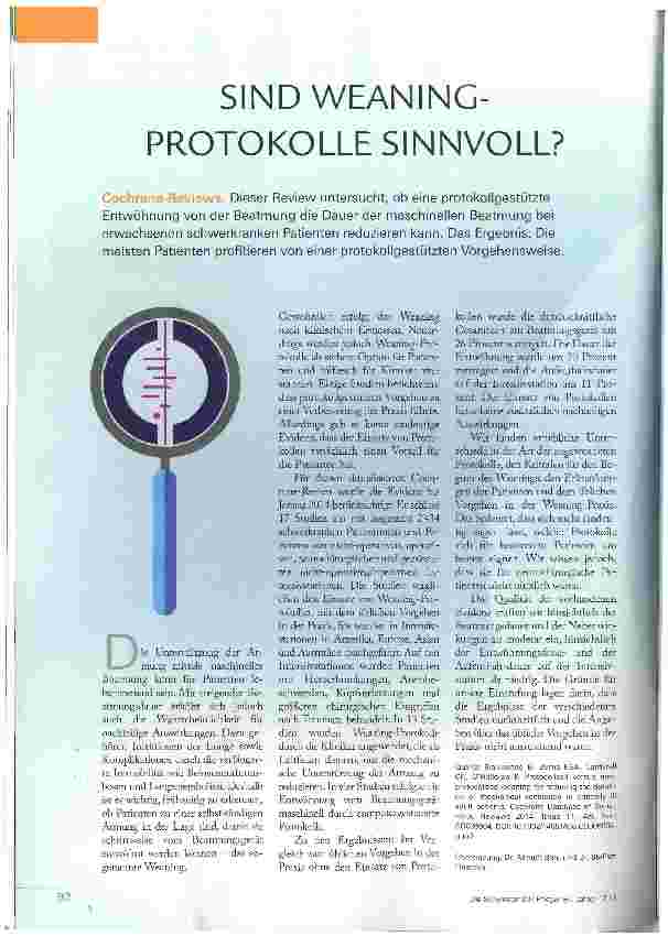 Vorschauseite 1: SIND WEANING-PROTOKOLLE SINNVOLL?