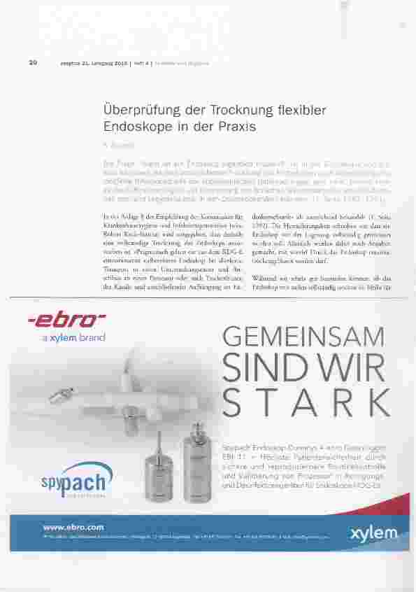 Vorschauseite 1: Überprüfung der Trocknung flexibler Endoskope in der Praxis
