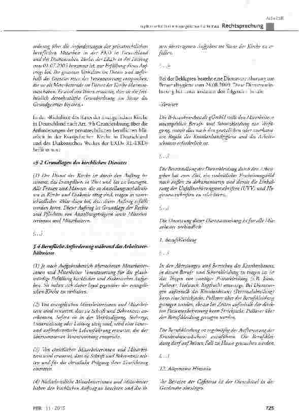 Vorschauseite 4: Kopftuchverbot in einem evangelischen Krankenhaus GG Art. 4, Art. 140; WRVArt. 137 Abs. 3; BGB § 241