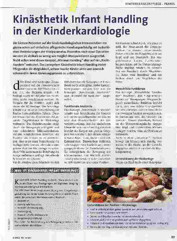 Vorschauseite 1: Kinästhetik Infant Handling in der Kinderkardiologie