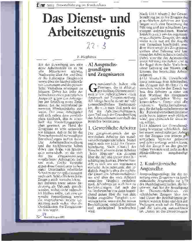 Vorschauseite 1: Das Dienstund Arbeitszeugnis