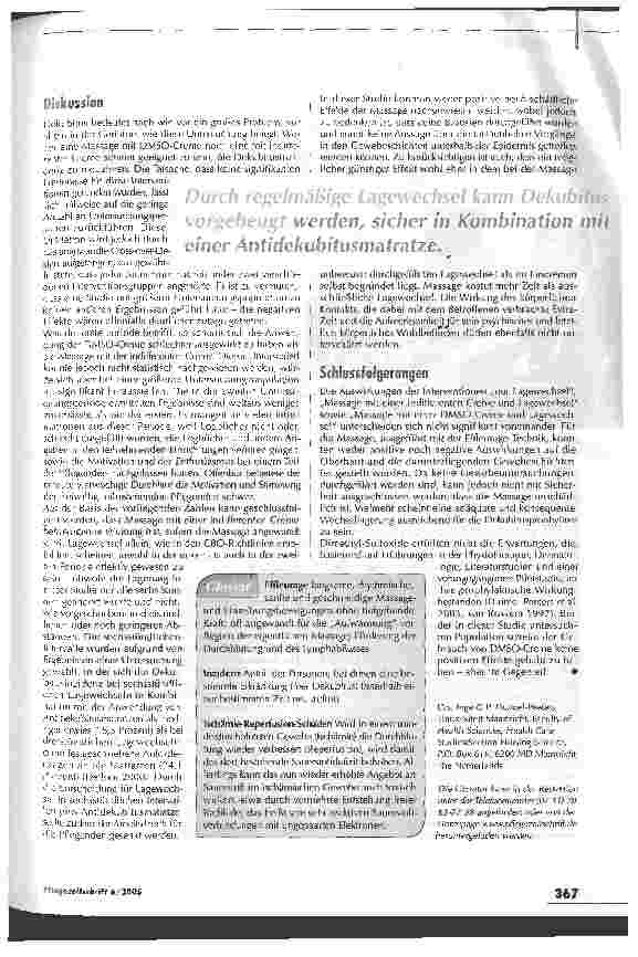 Vorschauseite 4: Massage zur Dekubitusprophylaxe? - Teil 2*:Drei Interventionen im Vergleich