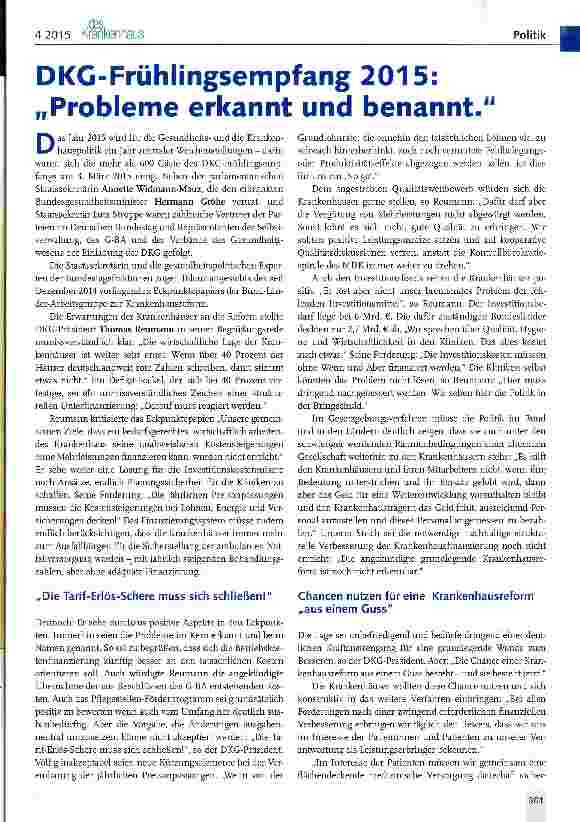 Vorschauseite 1: DKC-Frühlingsempfang 2015: „Probleme erkannt und benannt.