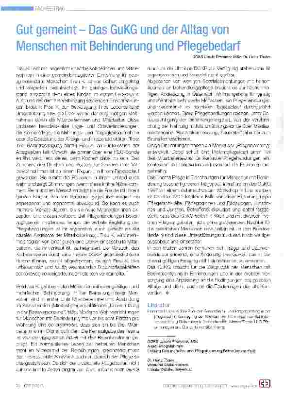 Vorschauseite 1: Gut gemeint - Das GuKG und der Alltag von Menschen mit Behinderung und Pflegebedarf