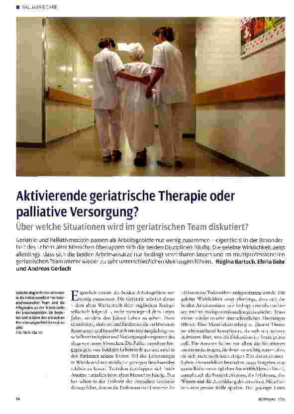 Vorschauseite 1: Aktivierende geriatrische Therapie oder Palliative Versorgung?