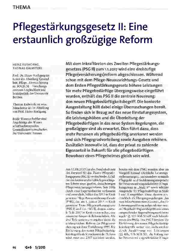 Vorschauseite 1: Pflegestärkungsgesetz II: Eine erstaunlich großzügige Reform