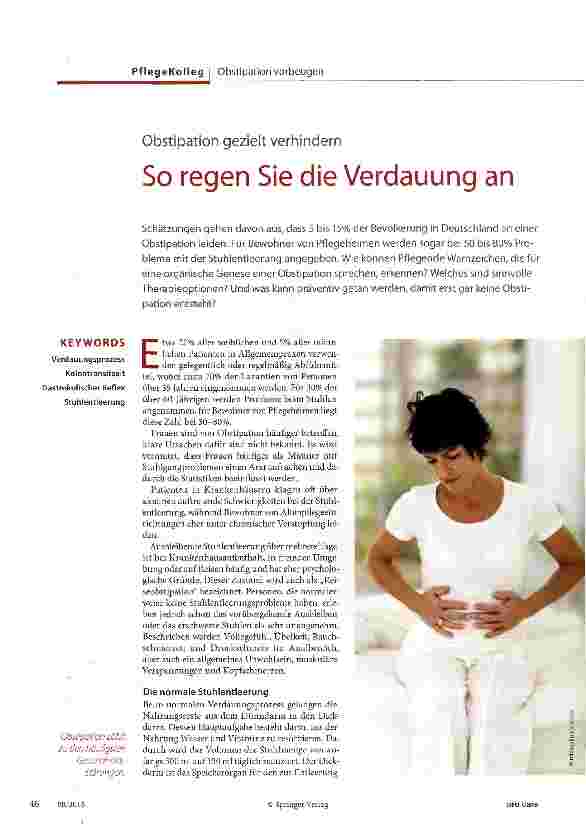 Vorschauseite 1: Obstipation gezielt verhindern So regen Sie die Verdauung an
