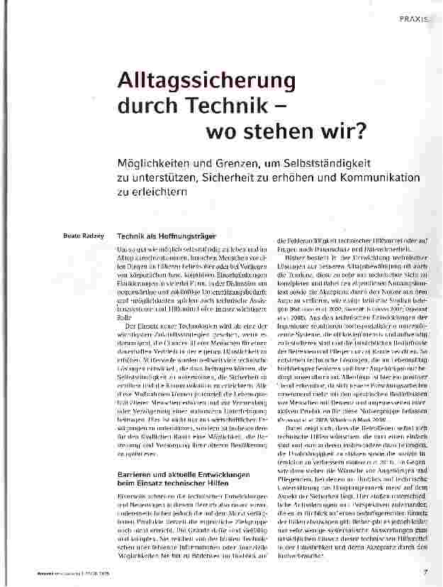 Vorschauseite 1: Alltagssicherung durch Technikwo stehen wir?