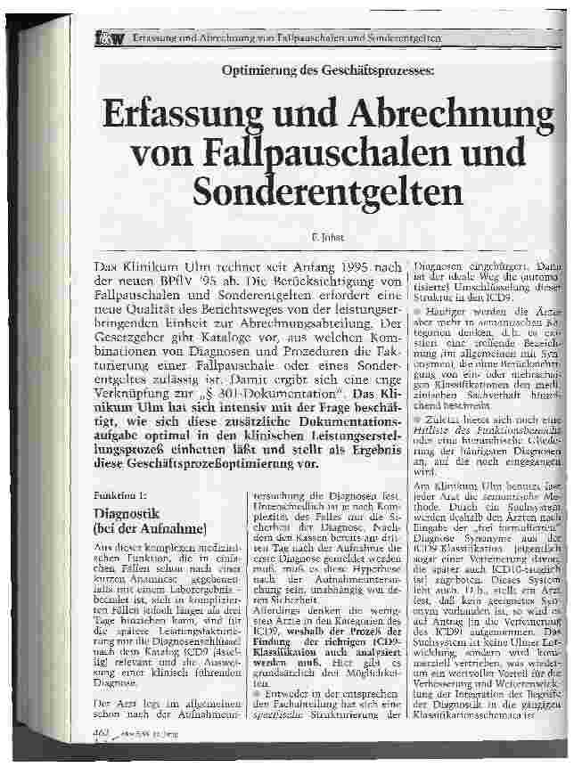 Vorschauseite 1: Erfassung und Abrechnung von Fallpauschalen und Sonderentgelten Optimierung des Geschäftsprozesses