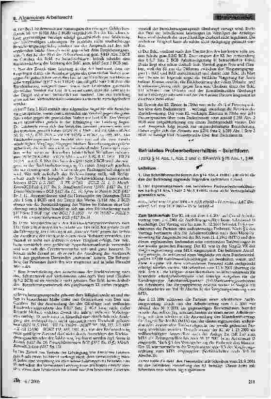 Vorschauseite 1: Befristetes Probearbeitsverhältnis - Schriftform