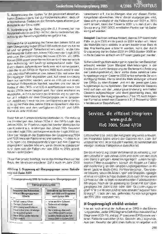Vorschauseite 3: Fallmengenplanung 2005 als Grundlage der Budgetfindung