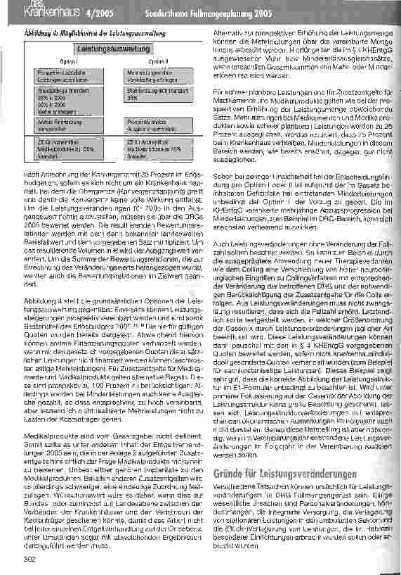 Vorschauseite 6: Fallmengenplanung 2005 als Grundlage der Budgetfindung