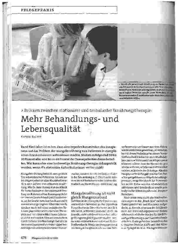 Vorschauseite 1: Mehr Behandlungsund Lebensqualität