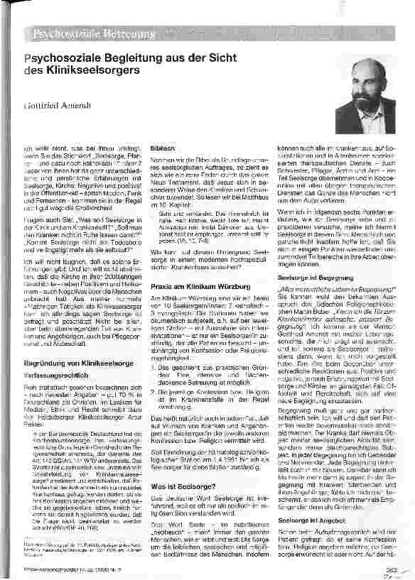 Vorschauseite 1: Psychosoziale Begleitung aus der Sicht des Klinikseelsorgers