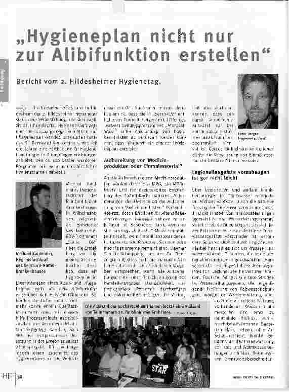 Vorschauseite 1: Hygieneplan nicht nur zur Alibifunktion erstellenBericht vom 2. Hildesheimer Hygienetag.