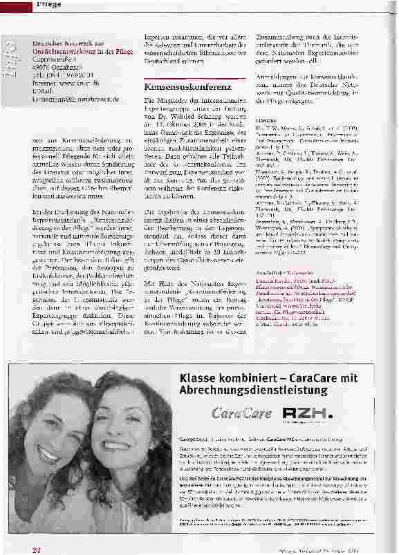 Vorschauseite 2: Ein fünfter Standard in Arbeit: Kontinenzförderung in der Pflege
