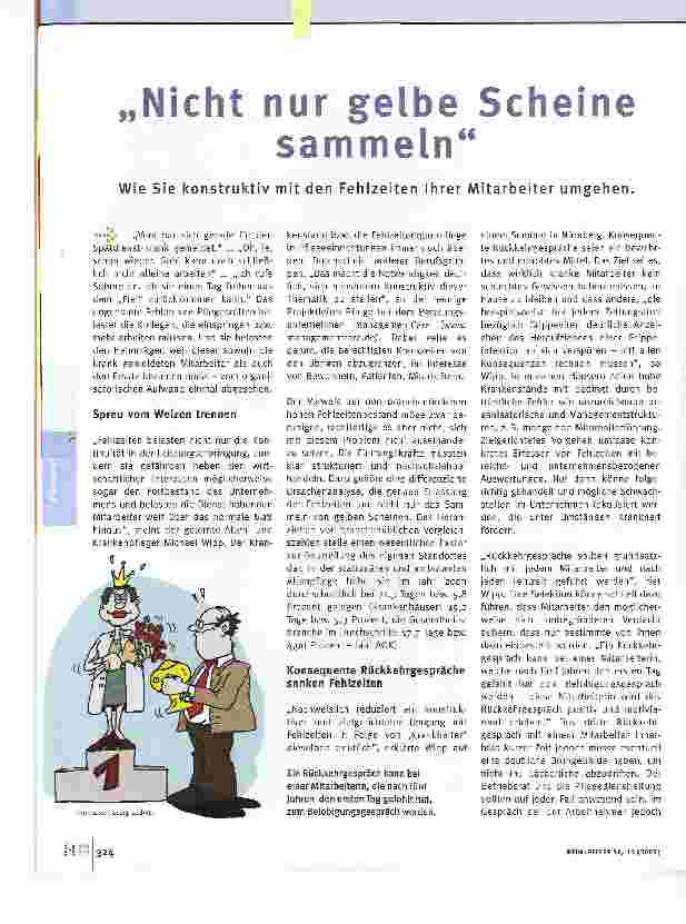 Vorschauseite 1: Nicht nur gelbe Scheine sammelnWie Sie konstruktiv mit den Fehlzeiten Ihrer Mitarbeiter umgehen