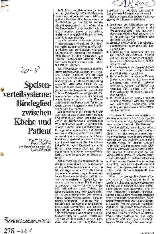 Vorschauseite 1: Speisenverteilsysteme: Bindglied zwischen Küche und Patient
