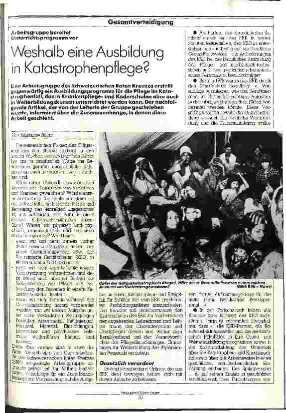 Vorschauseite 1: Weshalb eine Ausbildung in Katastrophenpflege?