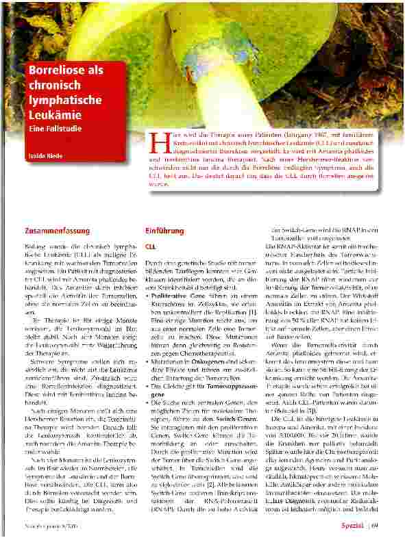 Vorschauseite 1: Borreliose als chronisch lympathische Leukämie