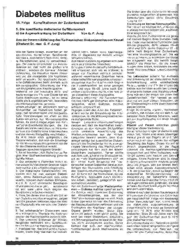 Vorschauseite 1: Diabetes mellitus - 15. Folge: Komplikationen der Zuckerkrankheit 5. Die spezifische diabetische Gefäßkrankheit