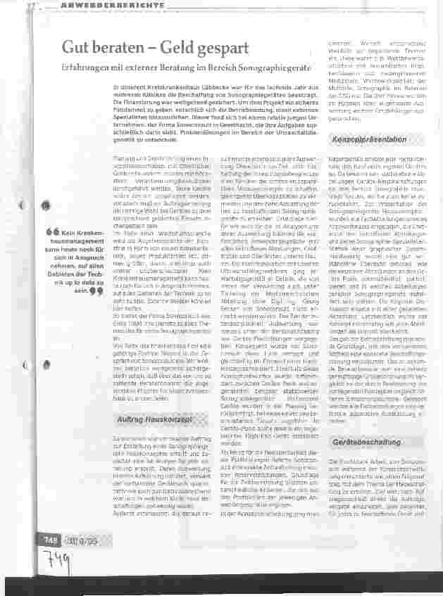 Vorschauseite 1: Gut beraten - Geld gespart Erfahrungen mit externer Beratung im Bereich Sonographiegeräte