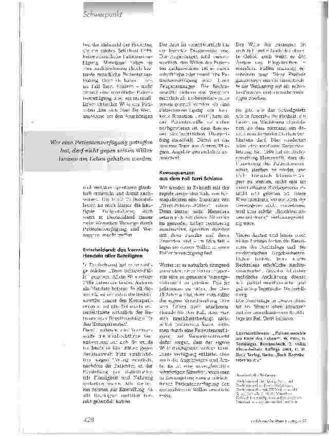 Vorschauseite 3: Kein Zweifel an dem PatientenwillenDer Fall Terri Schiavo aus juristischer Sicht