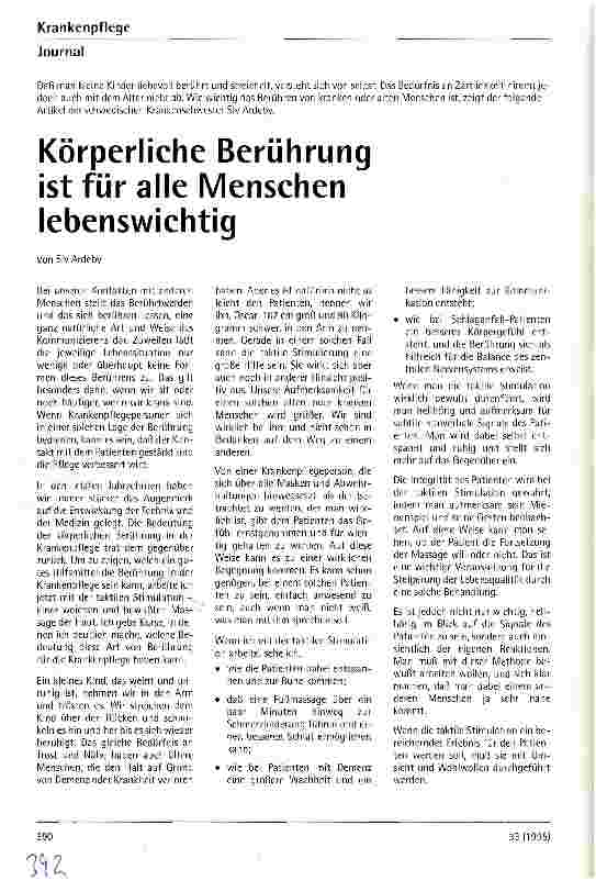 Vorschauseite 1: Körperliche Berührung ist für alle Menschen wichtig