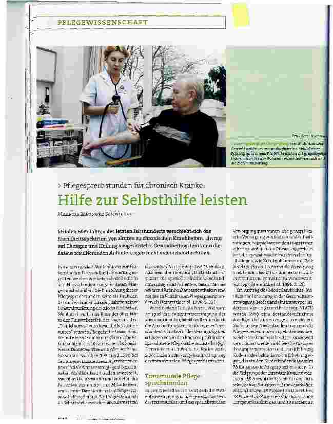 Vorschauseite 1: Pflegesprechstunden für chronisch Kranke:Hilfe zur Selbsthilfe leisten