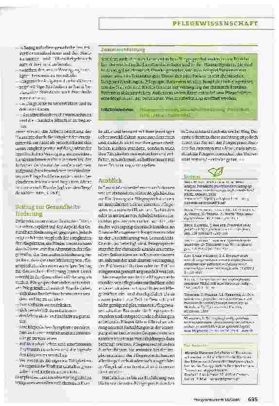Vorschauseite 4: Pflegesprechstunden für chronisch Kranke:Hilfe zur Selbsthilfe leisten