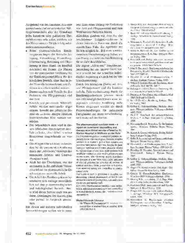 Vorschauseite 6: Das pharmazeutische ErnährungsteamErnährungsberatung und -therapie als Dienstleistung im St. Marien-Hospital Mülheim an der Ruhr