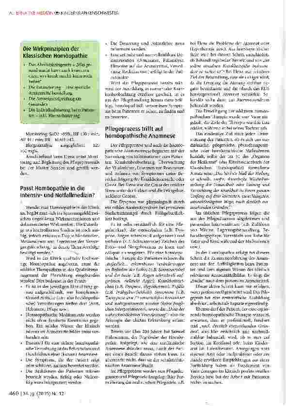 Vorschauseite 2: Homöopathie im Krankenhausernstzunehmendes Additivum oder überflüssiger Blödsinn?