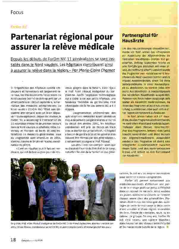 Vorschauseite 1: Partenariat regional pour assurer la releve medicale