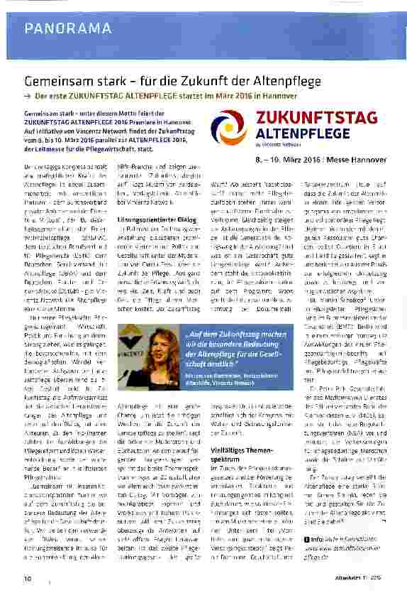 Vorschauseite 1: Gemeinsam stark - für die Zukunft der Altenpflege