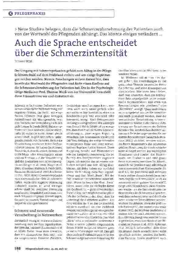Vorschauseite 1: Auch die Sprache entscheidet über die Schmerzintensität