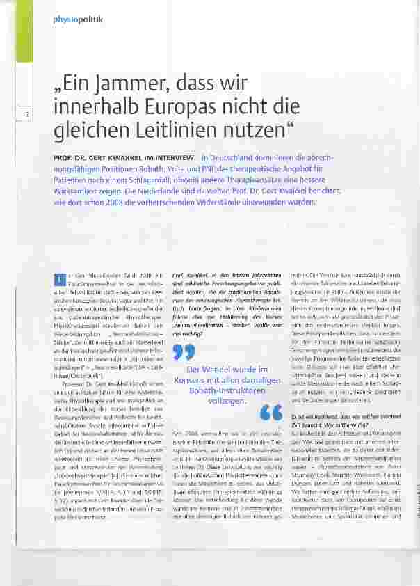 Vorschauseite 1: „Ein Jammer, dass wir innerhalb Europas nicht die gleichen Leitlinien nutzen“