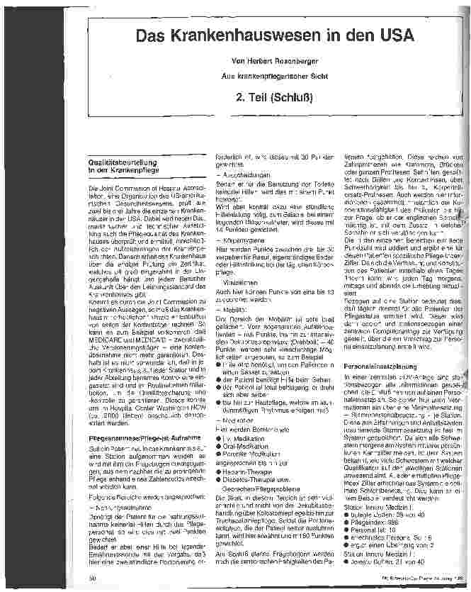Vorschauseite 1: Das Krankenhauswesen in der USA