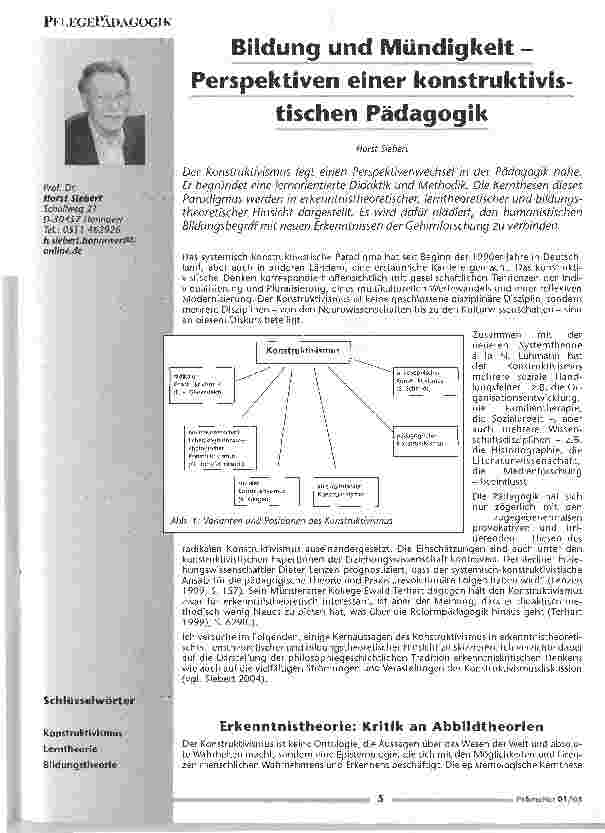 Vorschauseite 1: Bildung und Mündigkeit - Perspektiven einer konstruktivistischen Pädagogik