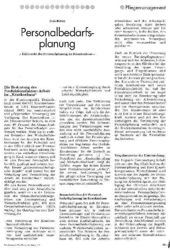 Vorschauseite 1: Personalbedarfsplanung