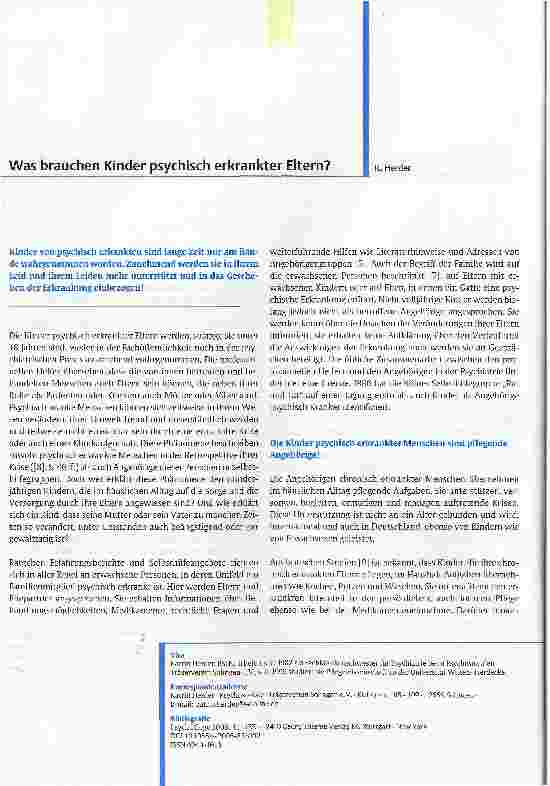 Vorschauseite 1: Was brauchen Kinder psychisch erkrankter Eltern?