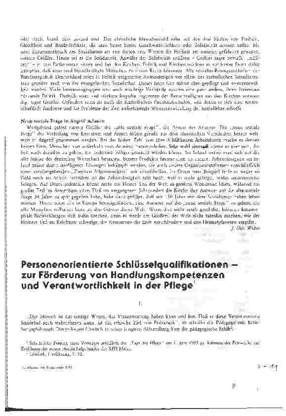 Vorschauseite 1: Personenorientierte Schlüsselqualifikationen - zur Förderung von Handlungskompetenzen und Verantwortlichkeit in der Pflege