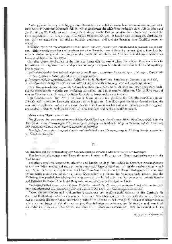 Vorschauseite 4: Personenorientierte Schlüsselqualifikationen - zur Förderung von Handlungskompetenzen und Verantwortlichkeit in der Pflege