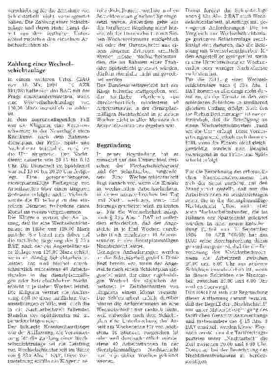 Vorschauseite 2: Schichtzulagen im Pflegedienst - Die neuere Rechtsprechung des Bundesarbeitsgerichts -