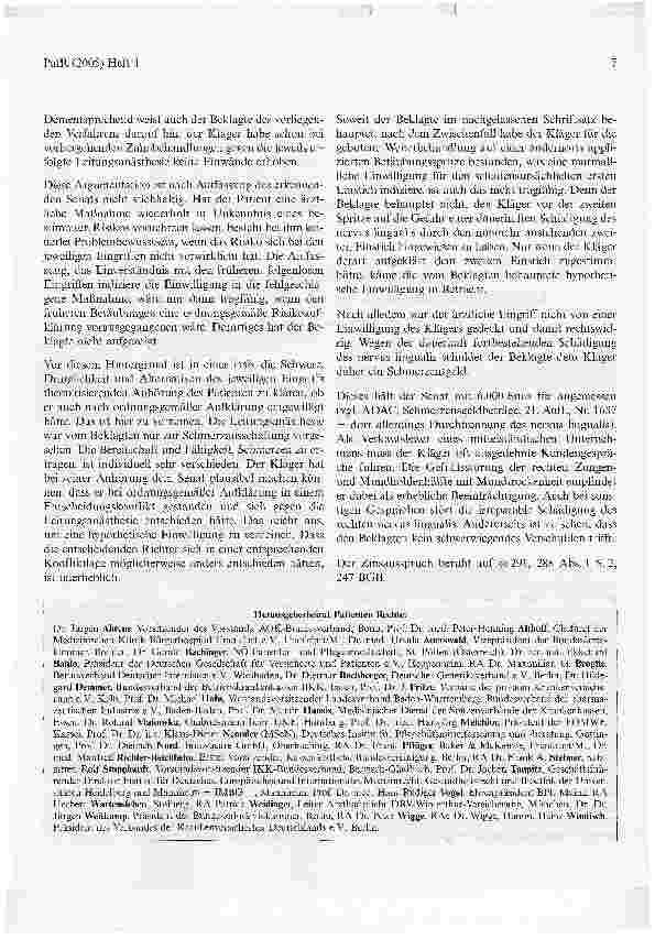 Vorschauseite 3: Zur Patientenaufklärung bei Zahnärztlicher BehandlungOLG Koblenz, Urteil vom 13. Mai 2004 - 5 U 41/03