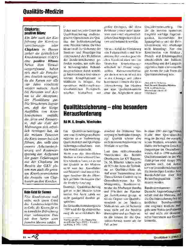 Vorschauseite 1: Qualitätssicherung - eine besondere Herausforderung